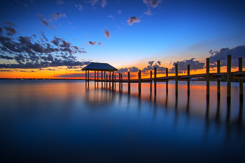 pier on hutchinson island at sunset