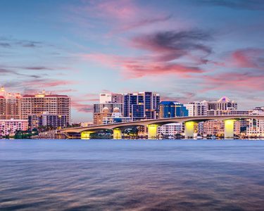 downtown sarasota at sunset