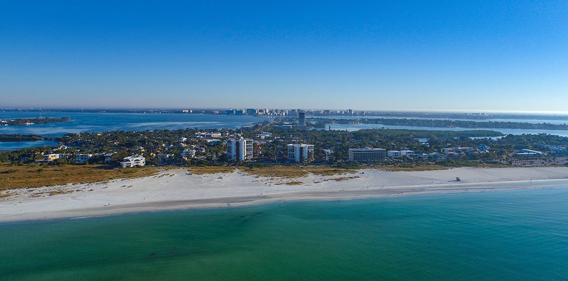 aerial of lido key beach