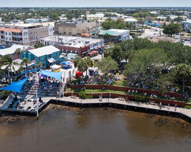 aerial image of rockn riverwalk in downtown stuart