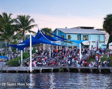 Water view of rockn riverwalk in downtown stuart