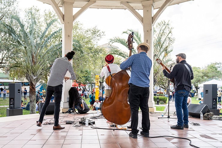 Band playing for First Friday Fest