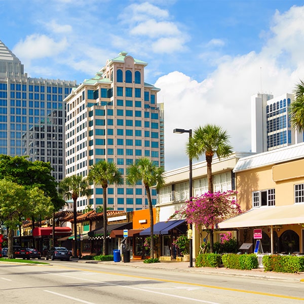 Las Olas Blvd in Downtown Fort Lauderdale Beach