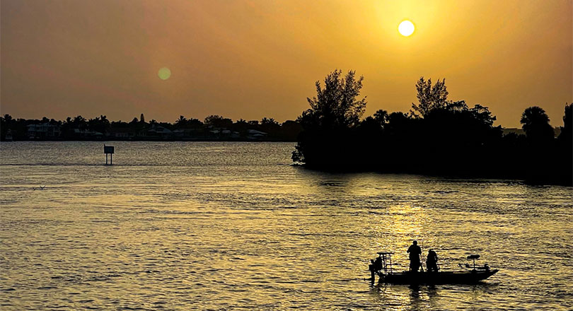 Fishing in martin county with sunset