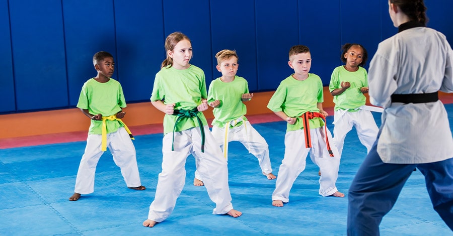 children practicing Karate