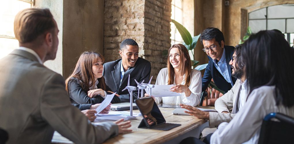 young professionals working at table