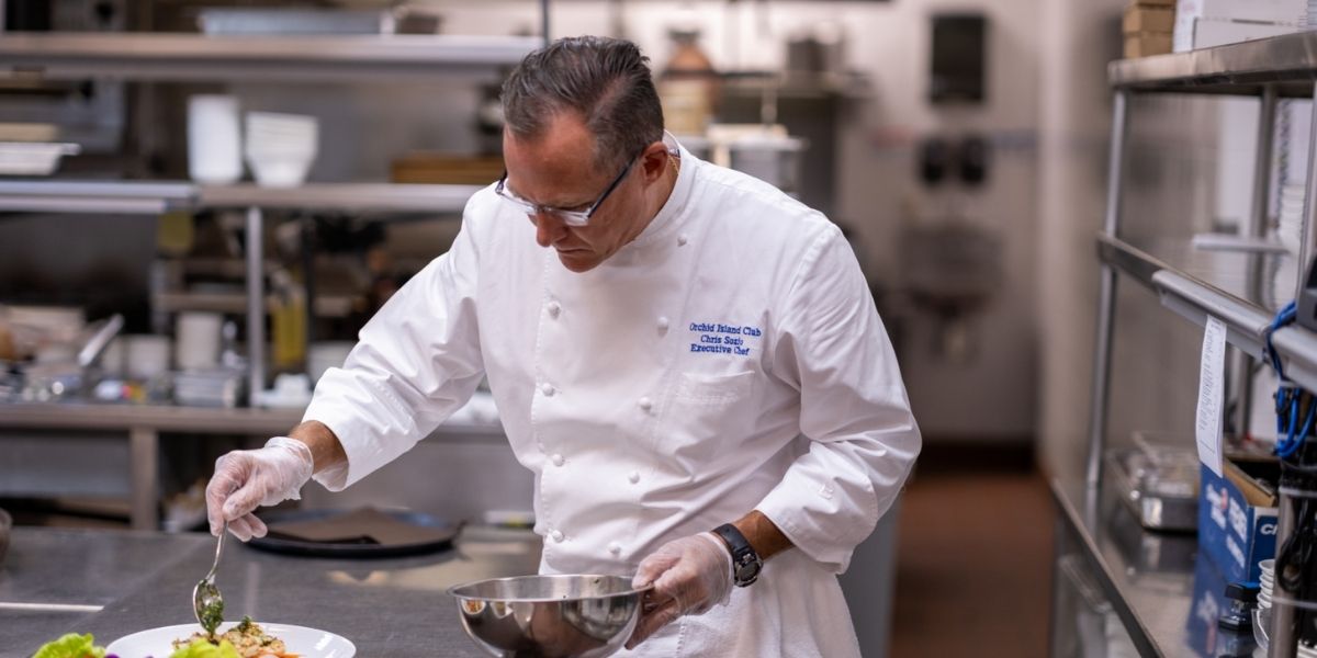 chef at orchid island plating