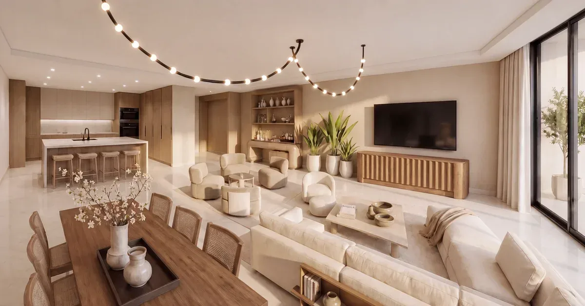 Selene Fort Lauderdale Furnished Living Room Rendering