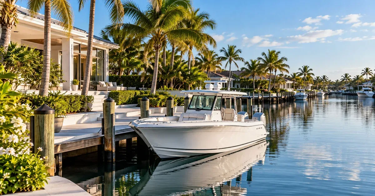 Luxury Coastal Marina With Modern Yacht